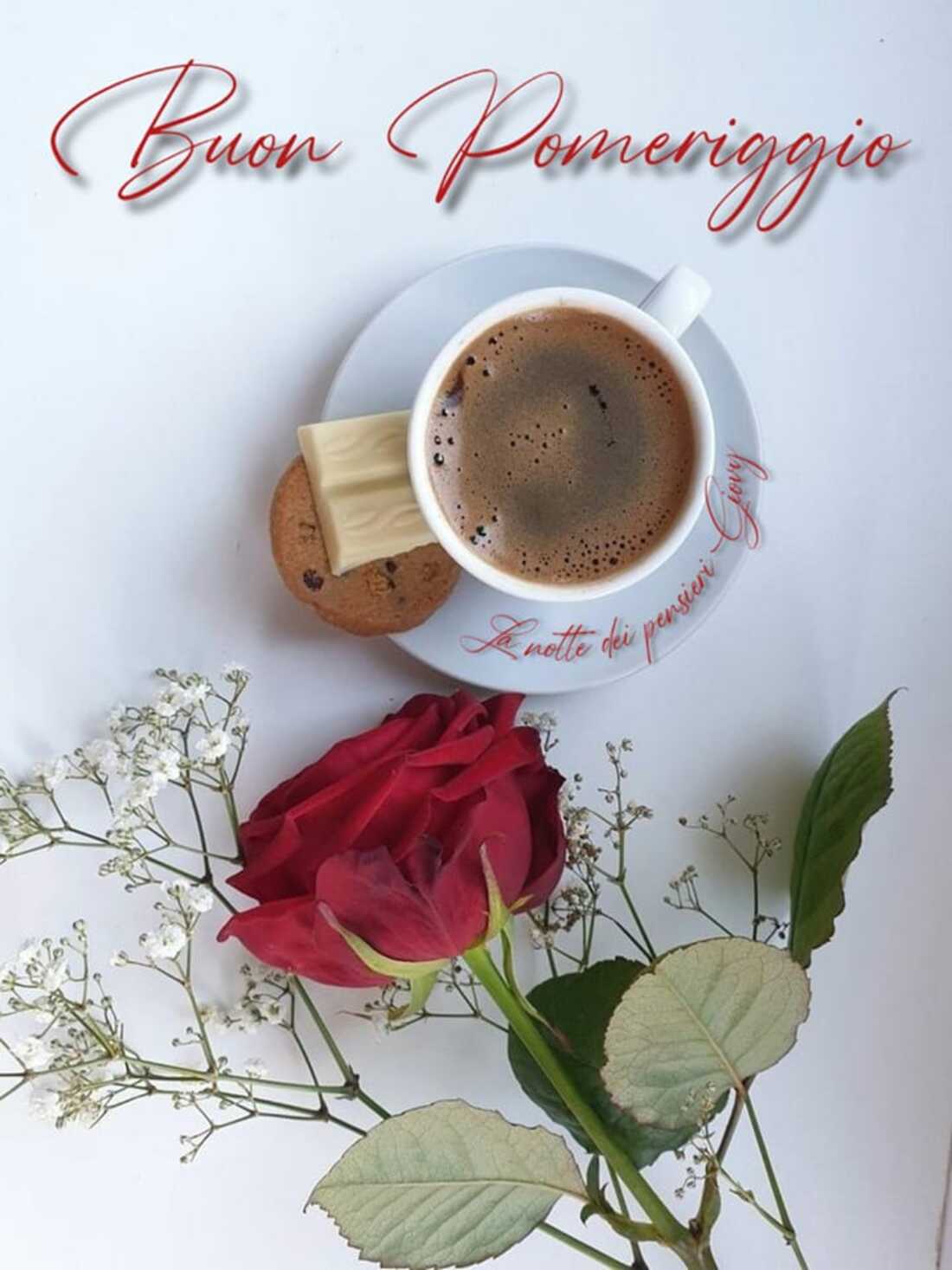Buon Pomeriggio d’amore con rosa ed un caffè
